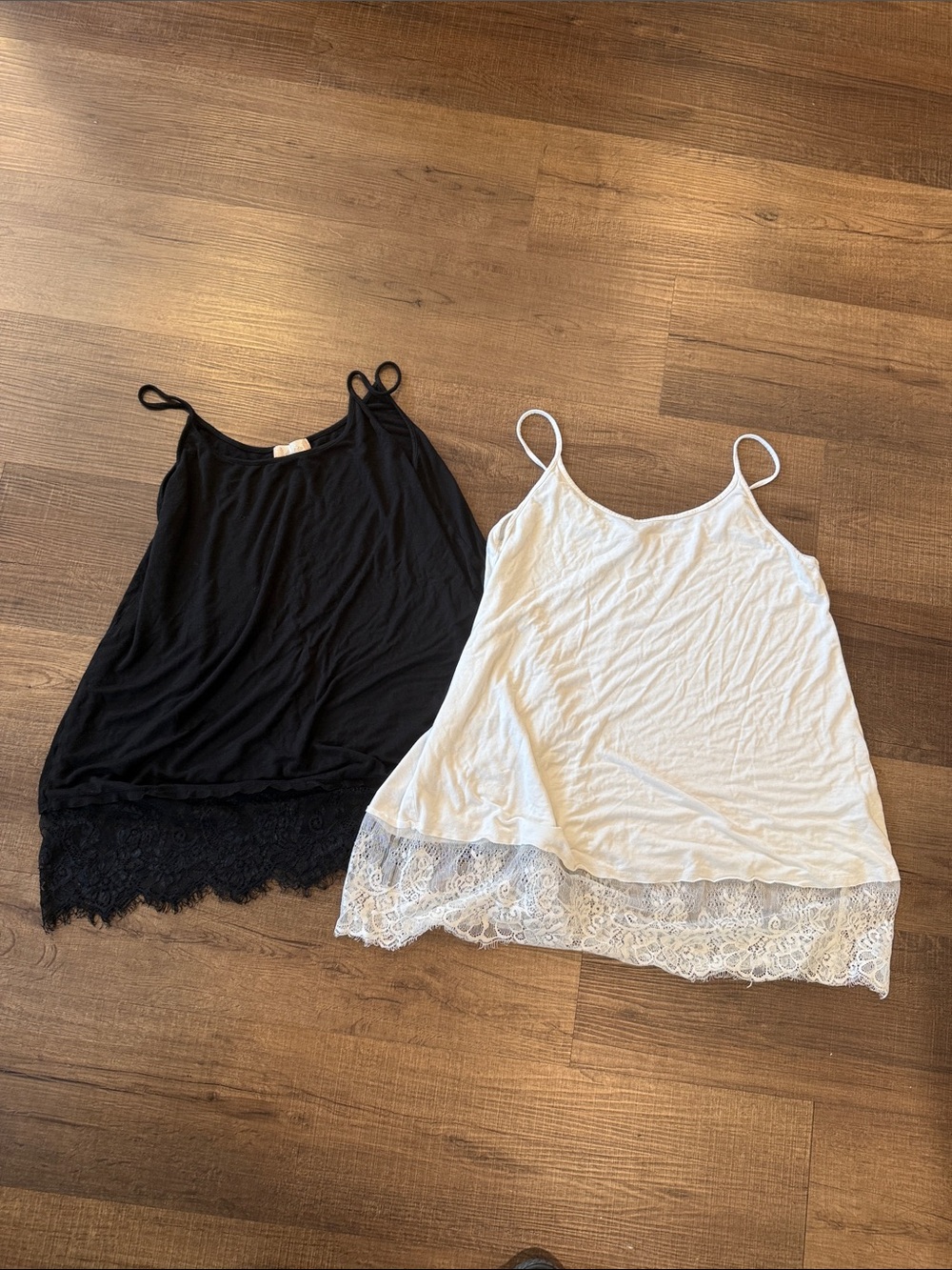 Altar'd State Black and White Lace-Trim Camisoles